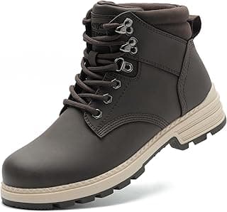 ANJOUFEMME Womens Comfy Outdoor Hiking Boots-Low heels Combat Ankle Boots for Women Non Slip Lace up Winter Shoes for Backpacking Trekking Walking