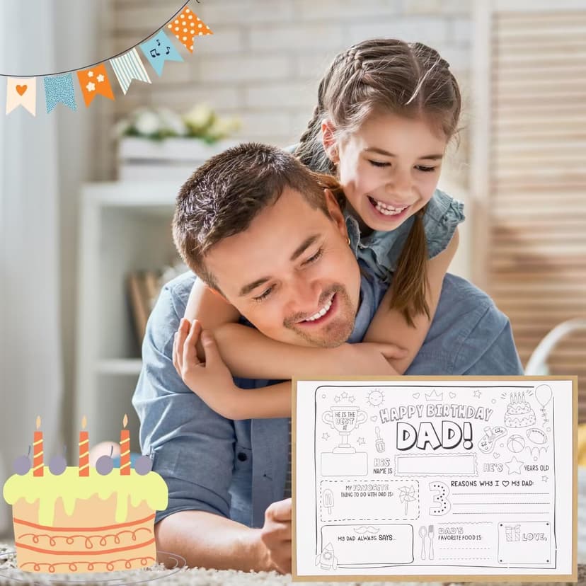 CJ&M Happy Birthday Dad Coloring Page | All About Dad Fill In Template | Father’s Birthday Activity | Dad’s Birthday Card for Kids.Perfect craft gift from kids for Father’s Birthday.