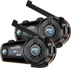 Fodsports FX8 PRO Motorcycle Bluetooth Intercom, 10-Rider Group Helmet Communication System, Music Sharing, Universal Wireless Interphone（APP/Waterproof/Stereo Music/GPS/2 Mics） (Double Pack)