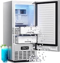 Kismile Under Counter Nugget Ice Maker, Pebble Ice Machine 80 lbs/Day, 24H Timer, Self-Cleaning, Double Ice Baskets, Built-in Ice Maker for Home & Office (Grey