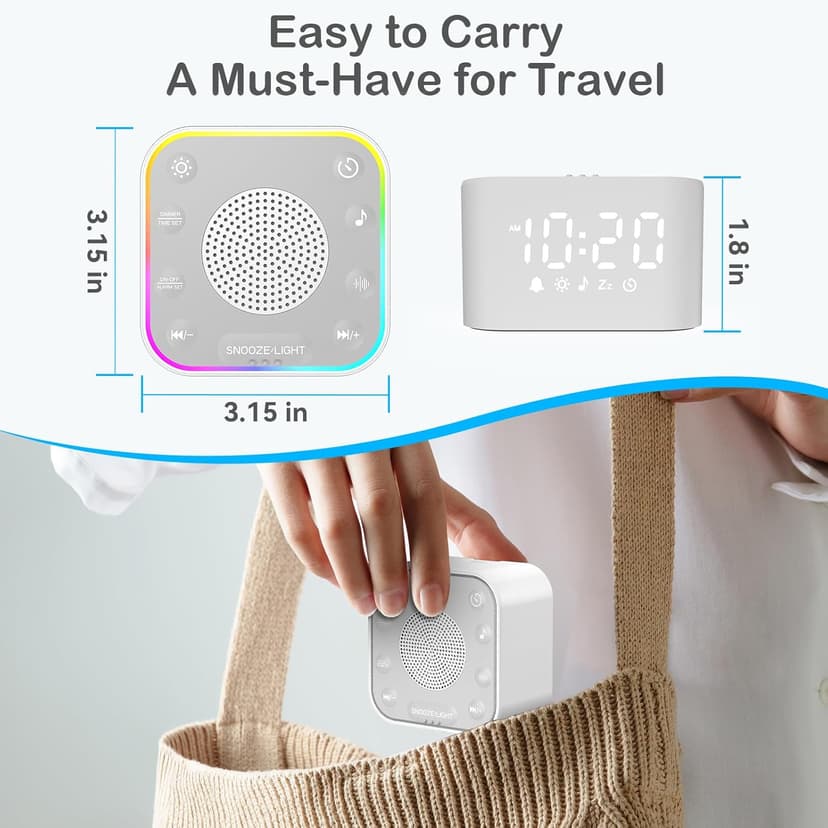 Wkzay White Noise Sound Machine: 30 Non-Looping Sleep Sound Therapy for Adults - Noise Canceling for Bedroom, Adjustable Night Light & Timer, Built-in Alarm Clock