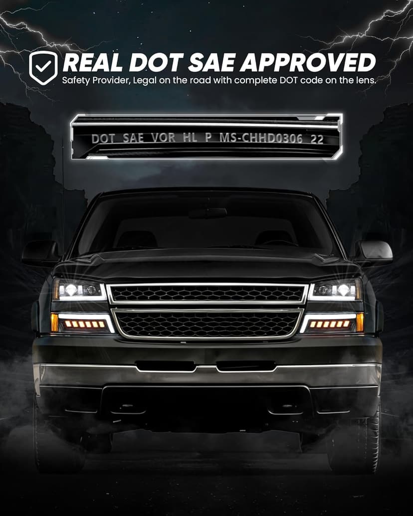 Z-OFFROAD LED Headlights Assembly DOT Approved with DRL Turn Signal Hi/Low Sealed Beam Side Marker Compatible with 2003-2006 Chevy Silverado Avalanche