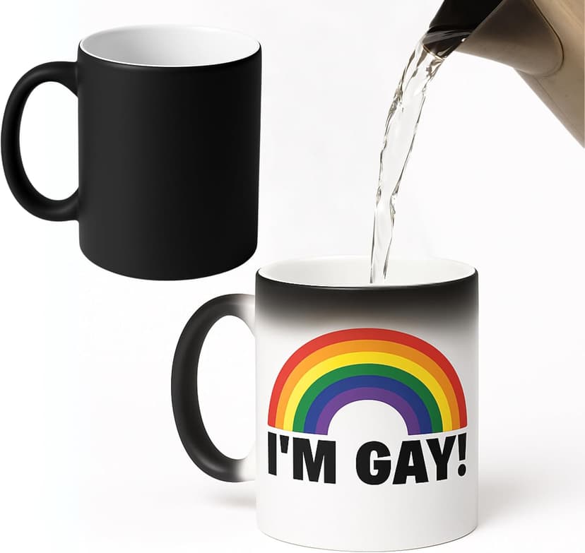 Turtle Straws I'm Gay Rainbow Heat Change Coffee Mug – Funny Gag Gifts for Men, Prank Gift for Him, Brother, Coworker, Best Friend – Novelty Birthday Gift, Secret Santa, White Elephant B0CF2S19WW