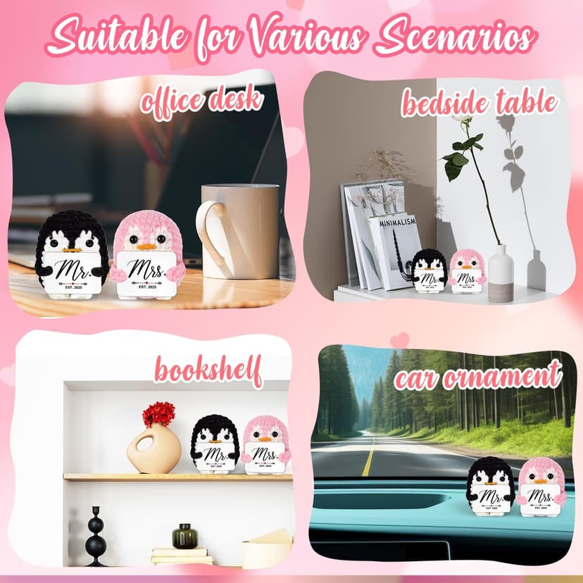 QUPT Wedding Gifts, Mr and Mrs Gift Penguin 2025, Bridal Shower Gifts, Wedding Present for Couples 2025, Just Married Gift for Newlywed Couple, Bride, Penguin Doll Mr and Mrs Present