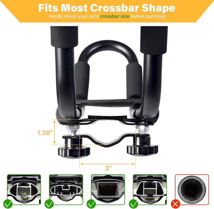 PIRIPARA Kayak Roof Rack 2 Pairs J-Bar Carrier Holder for Canoe, SUV, Cars, Truck, Surf Ski, Car Top Mount Racks for Trip, Set of 4