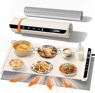 Includes heat-resistant pad. Perfect for chafing dishes, buffet & parties. Easy to clean & store. 6 settings, timer & lock. Warming Mat for Food, 26x15 Inch, Off White, Fast Heat, Child Lock B0FG7RQXJ9
