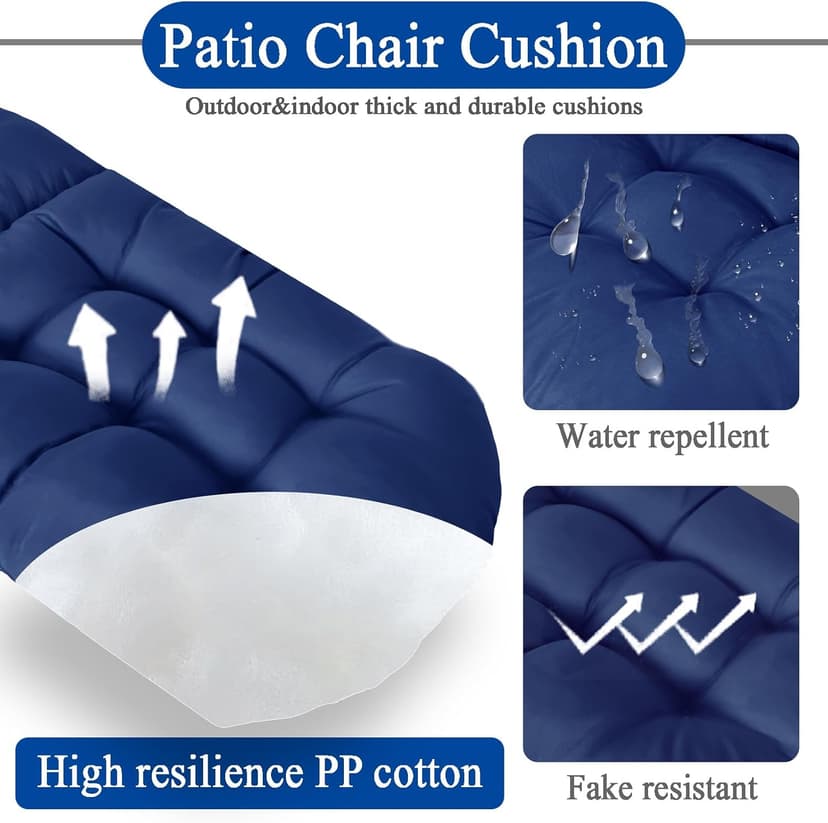 Adirondack Chair Cushion, Thick Indoor/Outdoor Rocking Chair Cushion with High Elasticity PP Cotton Water-Resistant Patio Furniture Cushions High Back Seat Pads for Porch Yard Lawn Chairs 44x19x4