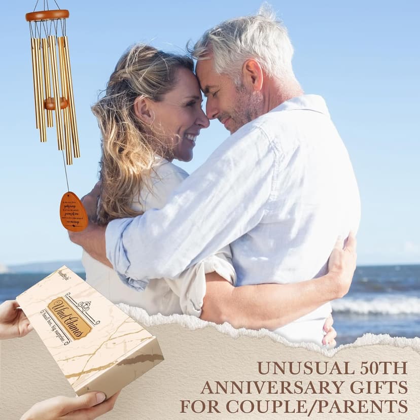 SteadStyle 50th Anniversary Wind Chime Gifts, Happy 50th Wedding Decoration Gifts for Parents, Couples, Friends, Golden Anniversary Keepsake
