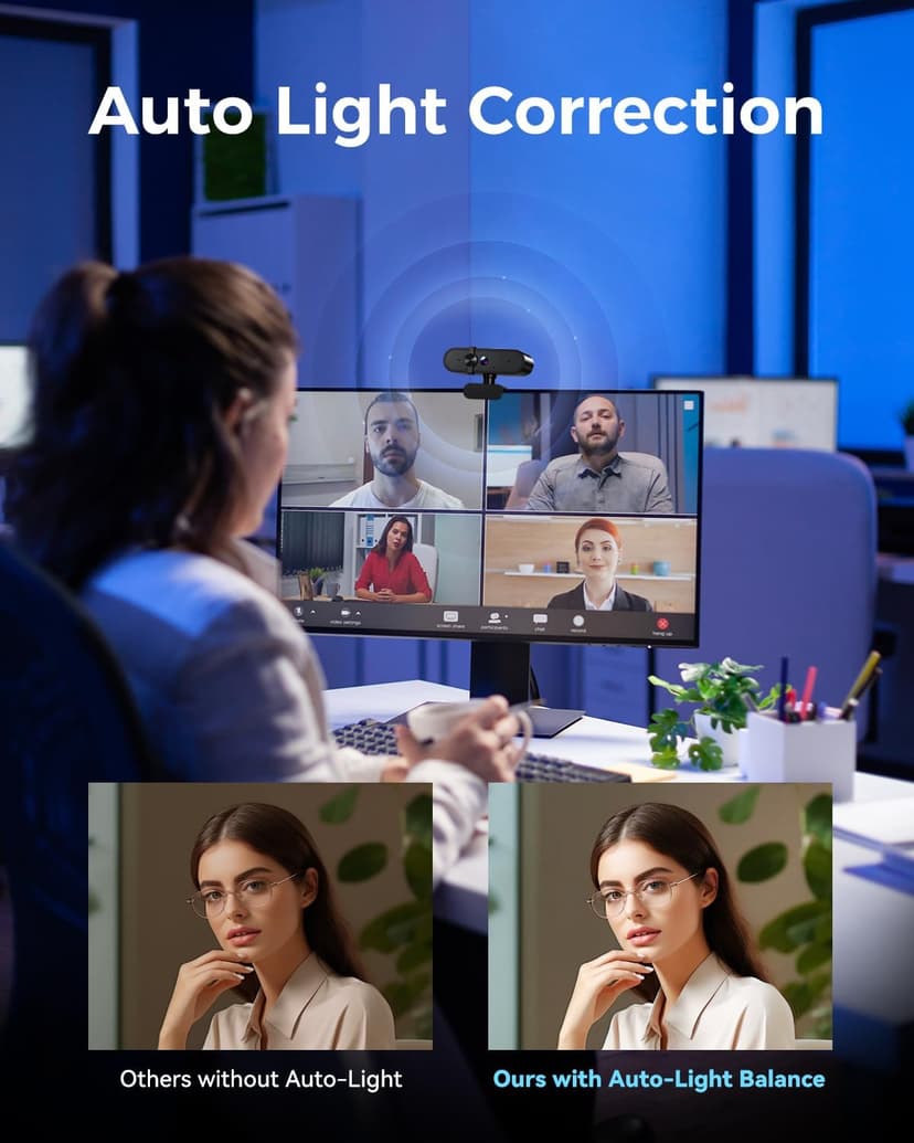 Edew 1080P Webcam Computer Camera with Microphone & Wide View - Auto Light Correction Webcam for PC, Mac, Laptop, Desktop - Built-in Privacy Cover Plug & Play USB for Zoom/Skype/Streaming