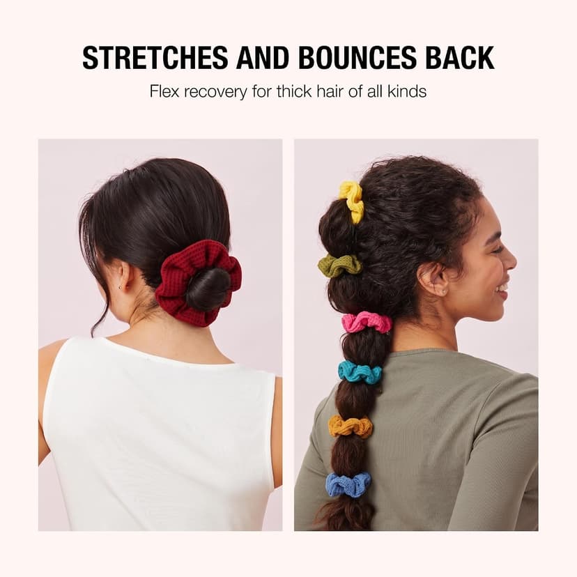 Machine-washable cotton-blend elastic hair ties for comfortable daily wear, wide assortment of colors to suit any look Scünci Hair Scrunchies, Waffle Knit Cotton, No-Damage, 36 Count B07S3KGBHL