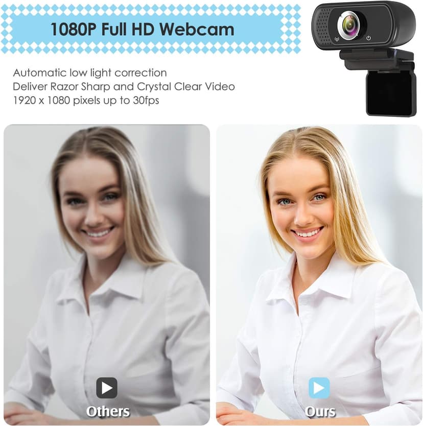 ToLuLu 1080P Webcam with Microphone, HD Webcam Web Camera with Tripod Stand, Widescreen USB Computer Camera, Streaming Mic Web cam for Online Calling/Conferencing,Facetime/YouTube Desktop Laptop PC