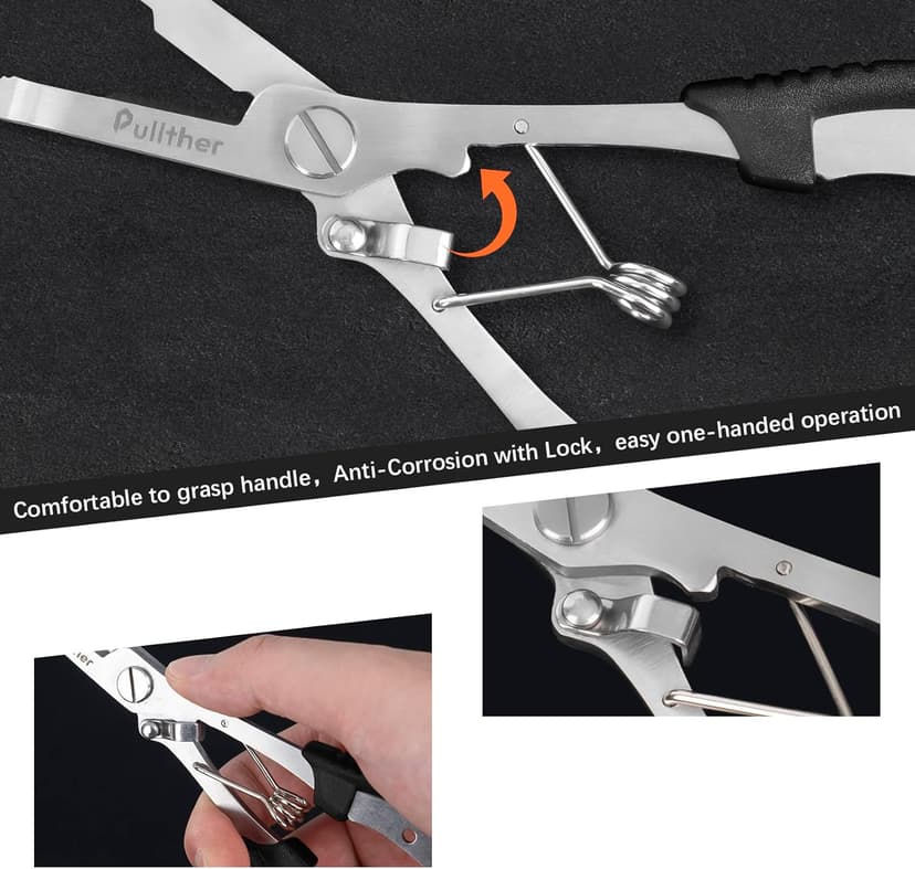 Pullther fishing Stainless Steel Fishing Pliers,Needle Nose Pliers Fishing,Fishing Pliers Hook Remover,Fishing Pliers Kit with Lanyard,Braid Cutter Rustproof Fishing Multitool for Saltwater Freshwater