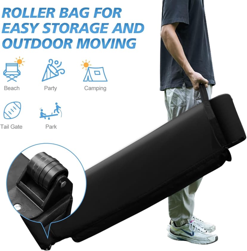 WEIZE Pop up Canopy Tent 10x10ft, 1-Button Push Setup, Instant Portable Shelter, Adjustable Height, Portable Roller Bag, 4 Weight Bags, Guy Ropes & Stakes Included, White