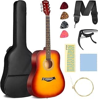 CAHAYA Acoustic Guitar For Beginner 41-inch - Full Size Wood Guitar Kit for Kids and Adults with Guitar bag Brass strings Capo String Pick and Clean Cloth for Gift CY0353