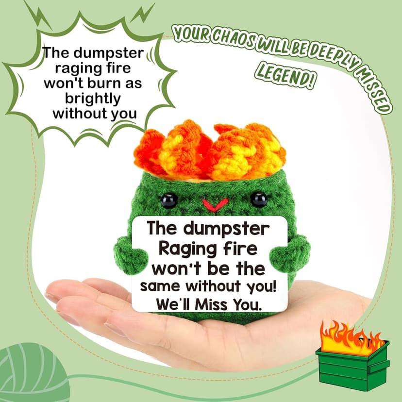 Positive Crochet Dumpster Emotional Fire Christmas Stocking Stuffers Thank You Birthday Retirement for Women Men Chaos Coordinator Office Funny Gag Boss Lady Gifts Going Away Farewell for Coworkers