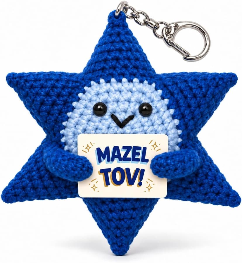 Crochet Star of David Plush, Mazel Tov Bat Mitzvah Gift B0HKSW45VK