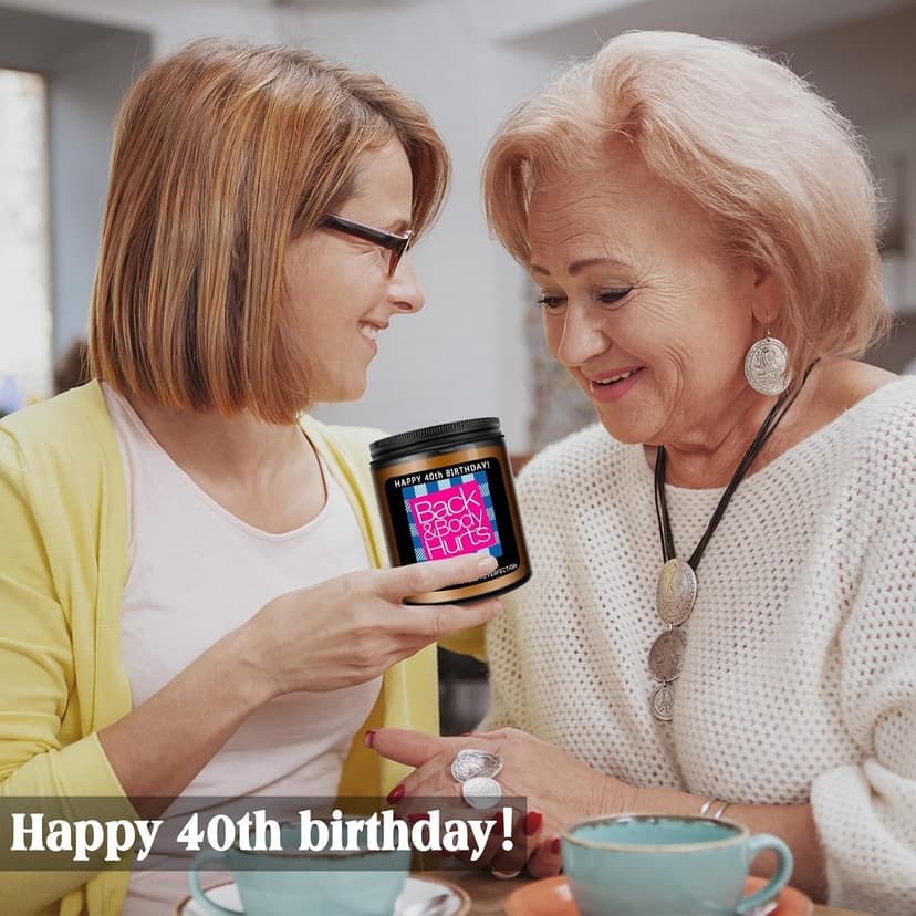 Homsolver 40th Birthday Gifts Women Men, Happy 40th Birthday Decorations Candles Gift for Her Him, Funny 40 Years Old Ideas -Lavender Scented Candle B0DJ94Q7B3