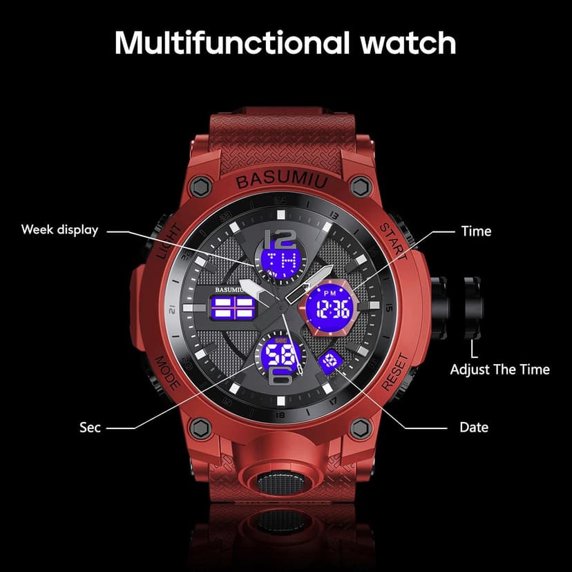Pienolan Mens Sports Wrist Watches Analog Digital Tactical Military Watch Waterproof Gold Watches for Men