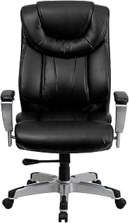 Flash Furniture HERCULES Series Big & Tall 400 lb. Rated Black LeatherSoft Executive Ergonomic Office Chair with Silver Adjustable Arms
