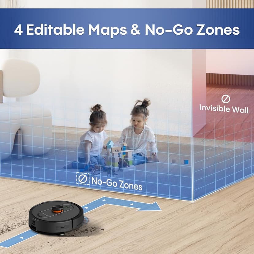 Robot Vacuum and Mop with Self-Emptying, Robotic Vacuum with 90-Day Hands-Free, Mapping, 5000Pa, LiDAR Navigation, Cleaning, Wi-Fi/App/Alexa Control, No-Go Zones,Ideal for Pet, Hard Floors, Carpet