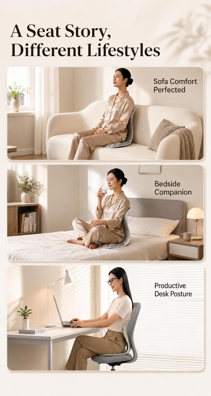 Ergonomic Lumbar Support Cushion for Back Support & Pain Relief | 6-Zone Pressure Distribution Posture Corrector for Office Chair, Car Seat, Desk, etc. | Great as a Gift (Gray)