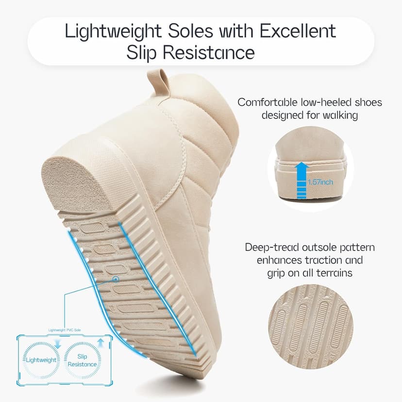 Shupua Boots for Women Winter Combat Boots Womens Ankle Boot Shoes Warm Snow Booties Hiking Sneakers with Zipper