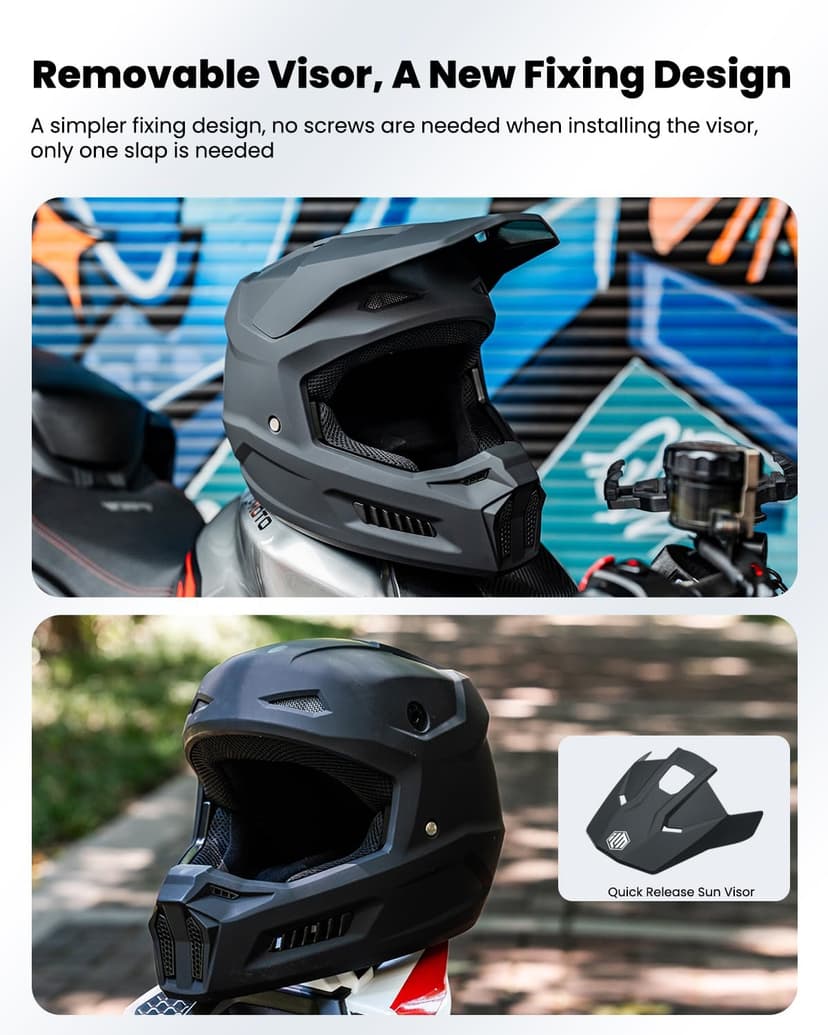 ILM Youth Dirt Bike Helmets Kids ATV Helmet Motorcross BMX Off Road Motorbike with Goggles Gloves Mask DOT Model MT601Y (Matte Black, Youth-XLarge)