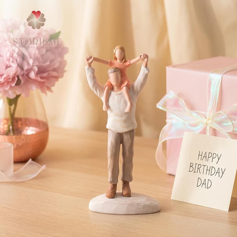 Hand-Painted Shoulder-Ride Sculpture in Gift Box for Father's Day, Birthdays, Christmas, Weddings and Home Display Storieme Father Daughter Figurine, Gift for Dad Birthday from Daughter B0F8V8VJNH