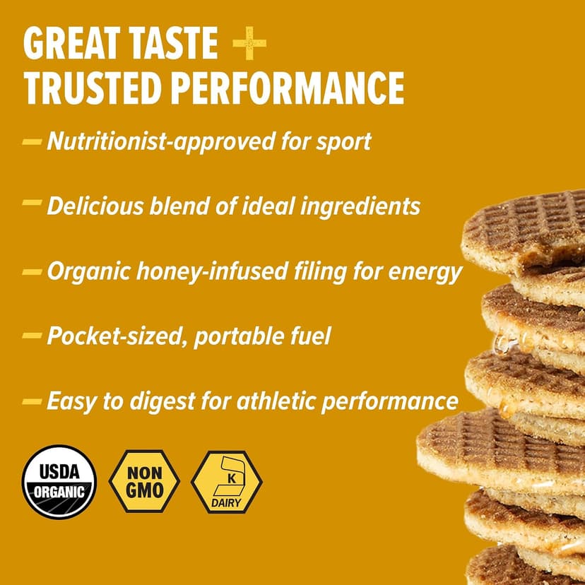Honey Stinger Organic Honey Waffle, Energy Stroopwafel for Exercise, Endurance and Performance, Sports Nutrition for Home & Gym, Pre and Post Workout, 16.96 Ounces (Pack of 16) B004F1LNDI