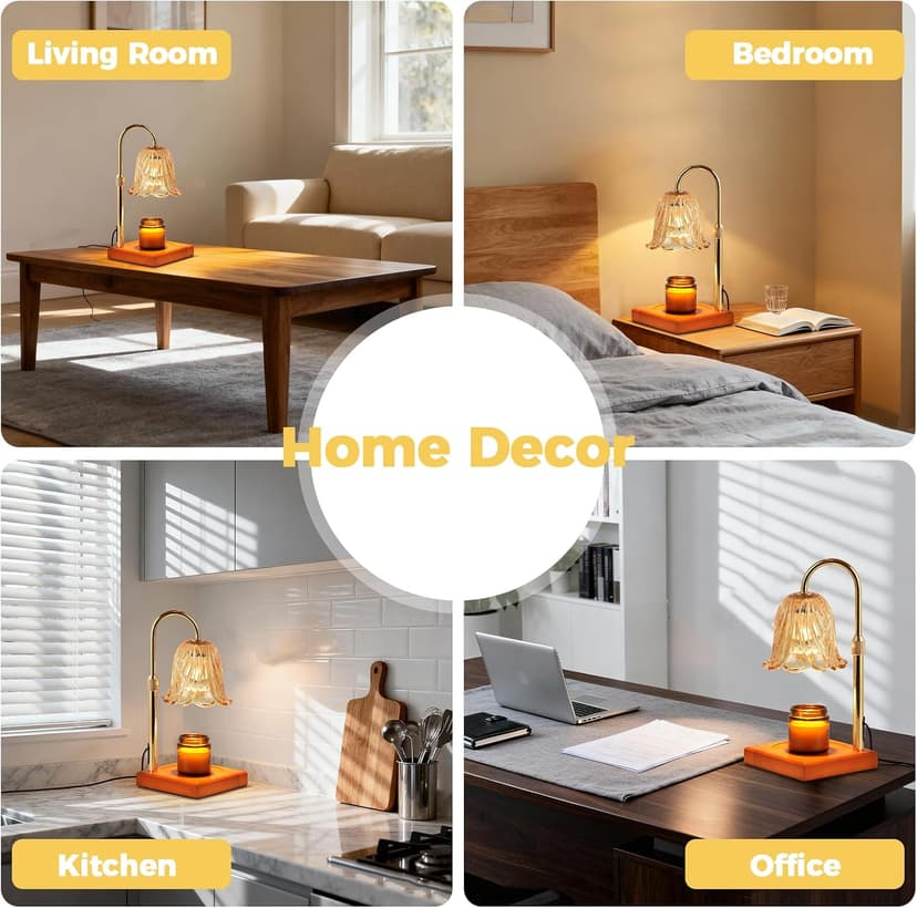 Candle Warmer Lamp with Timer Dimmable, Birthday Gifts for Women Mom, House Warming Gifts New Home Decor, Wax Melt Warmer for Jar Candles with 2 Bulbs