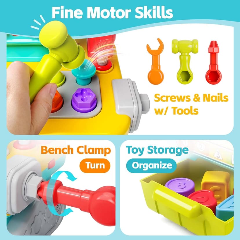 Infant Shape Sorter Activity, Kid Pounding Game, Toddler Learning Toy, 1st Birthday Gift 12 18 24 Month Girl Age One 1 2 3 Yr iPlay, iLearn Toddler Musical Workbench Toy, 1 Year Boy Gift, Baby Tool Set B0CWNGN5V2