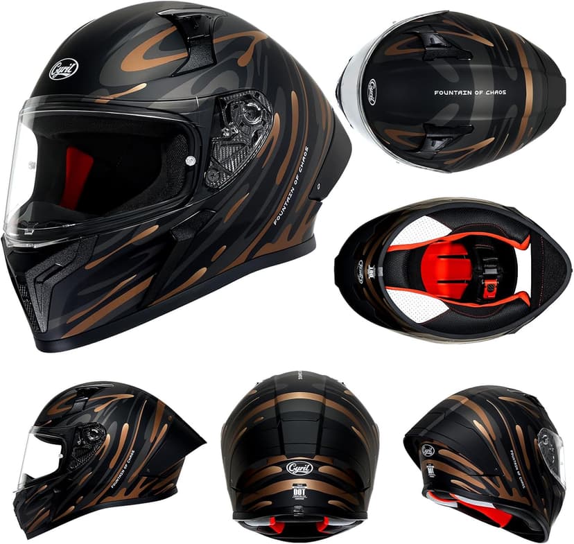 CYRIL Full Face Motorcycle Helmet DOT Approved for Adults Men Women, Motorbike Street Bike Racing Helmet with Tinted & Extra Clear Tool-Free Swappable Visors, Includes Storage Bag