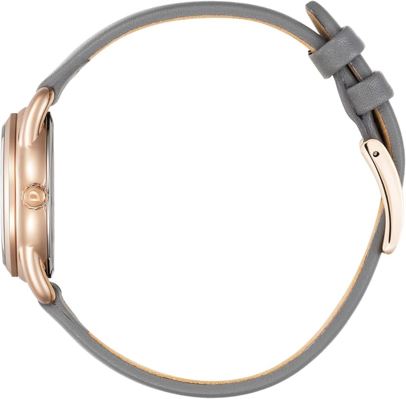 Citizen Women's Eco-Drive Dress Classic Watch in Rose-Tone Stainless Steel with Grey Leather Strap, Grey Dial (Model: FE1218-05H)