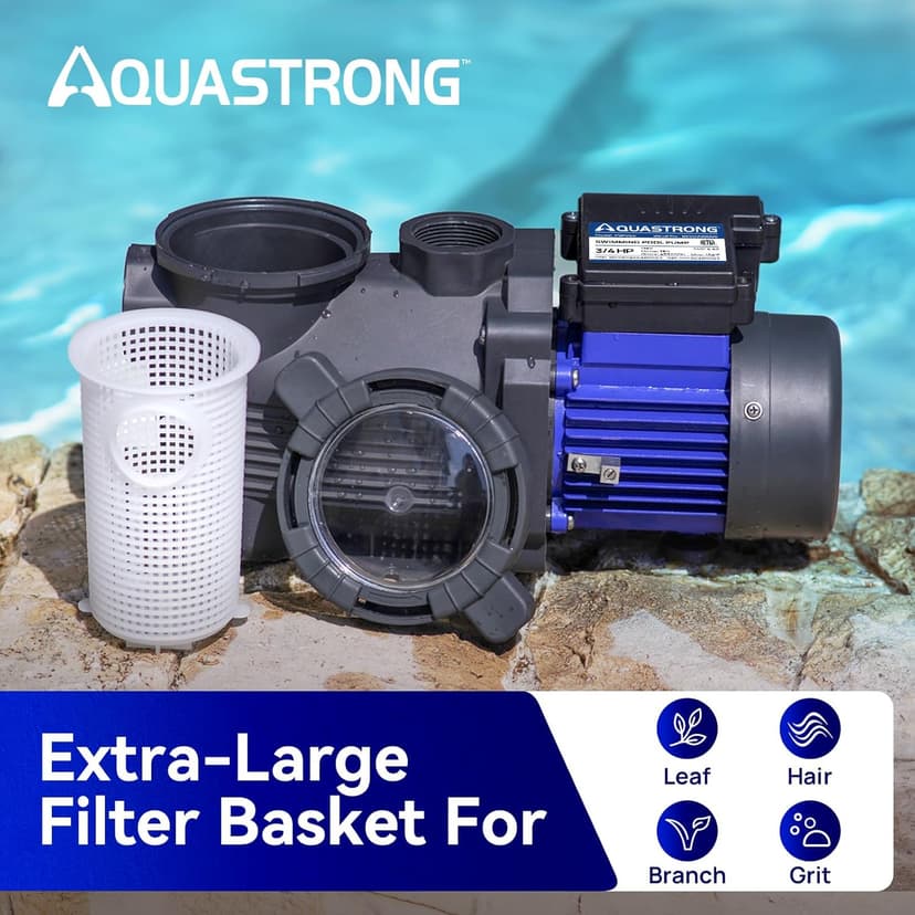 AQUASTRONG Above Ground Pool Pump High Flow Self Priming Swimming Pool Pumps with Filter Basket,Deep Black