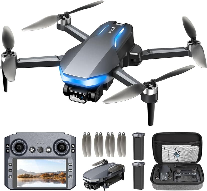 GPS Drone with Camera for Adults, 2K FPV Drone with 4.5" Screen Remote Controller, Brushless Motor, Auto Return, Follow Me, Tap Fly & Circle Fly, Long Flight Time Foldable Quadcopter for Beginners