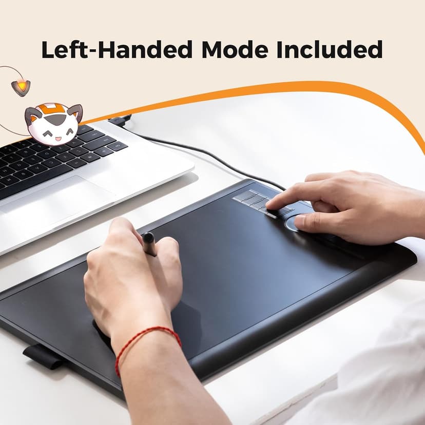 GAOMON M10K Drawing Tablet, 10x6 inch Large Graphics Tablet with Touch Ring, 8192 Levels Battery-Free Stylus, 10 Hot Keys, Art Tablet for Design, Writing, Editing, Work with Mac, Windows, Android