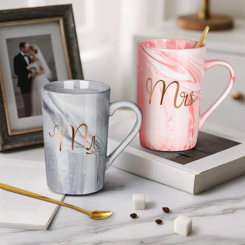 Christmas Gift for Couples Newlyweds Husband Wife His and Hers Couples Gift Bride to Be Bridal Shower Engagement Anniversary Linkax Wedding Gifts for Couples 2026, Mr and Mrs 13.19 Oz Coffee Mugs B0DM645NTY