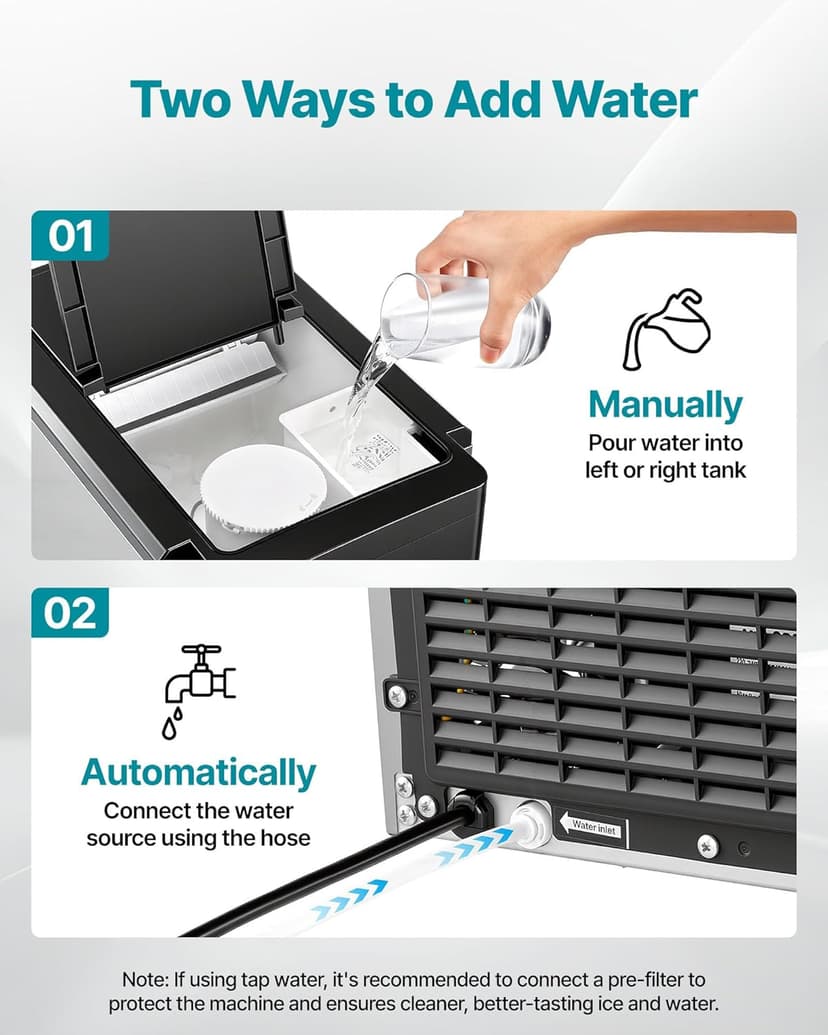 VEVOR Water Dispenser with Ice Maker, 3-in-1 Countertop Water Dispenser, 35 LBS/24H, 12 Cubes/7 Min Fast Ice Making with 4 LBS Storage, Bullet/Crushed ICES & Cold-Water, for Home, Kitchen, Party