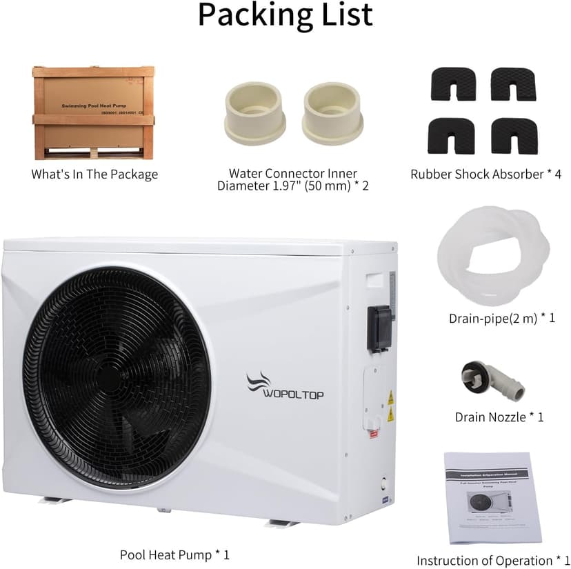 100,000 BTU Full DC Inverter Pool Heat Pump for Swimming Pools, Dual Function of Heating and Cooling, 30KW Electric Pool Heater with WiFi Smart Control via APP, 220-240V, up to 26,000 Gallons