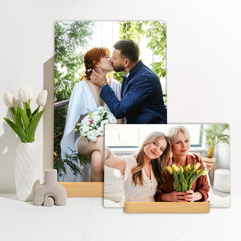 Personalized Picture Gifts Wall Art Ready to Hang by HD Printing Technology -Gift Wrapping Available-Same day Pick up Custom Metal Photo Prints Customized photo gifts with Natural Bamboo Base B0D1KDDFGD