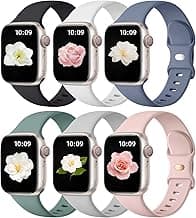Maledan 6 Pack Bands Compatible for Apple Watch Band 38mm 40mm 41mm 42mm 44mm 45mm 46mm 49mm Women Men, Soft Silicone Sport Band Strap for iWatch Apple Watch Series 11 10 9 8 7 6 5 4 3 2 1 SE Ultra