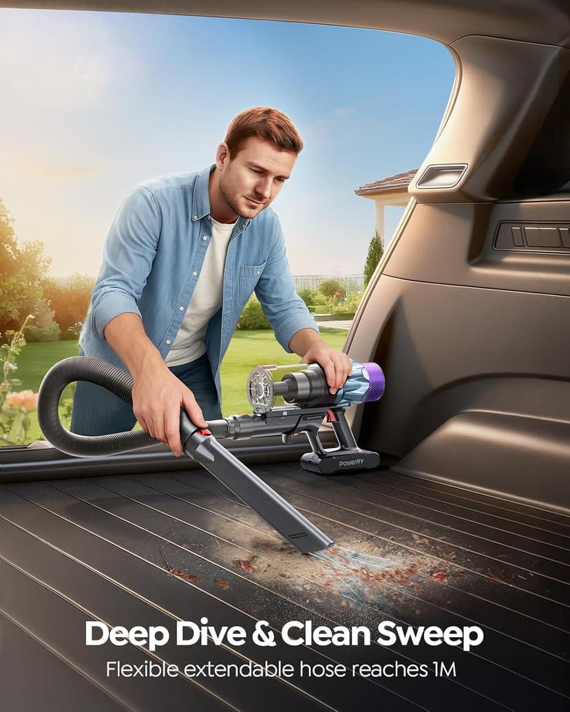 Cordless Vacuum Cleaner 65min/600W/50KPA Self-Standing Vacuum Cleaners for Home with 3.3Ft Hose & Auto Mode, Wall Mount Charging Stick Vacuums with Fragrance Dust-Scraper for Hardwood Floor/Car/Pet