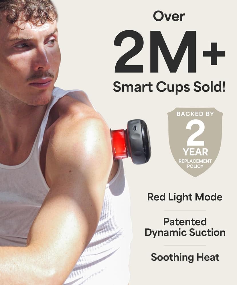 REVO The Original 4-in-1 Smart Cupping Therapy Massager, Red Light Therapy for Targeted Pain Relief, Knots, Aches, Muscle Soreness, Circulation & Tighter Skin, Portable Cupping Kit