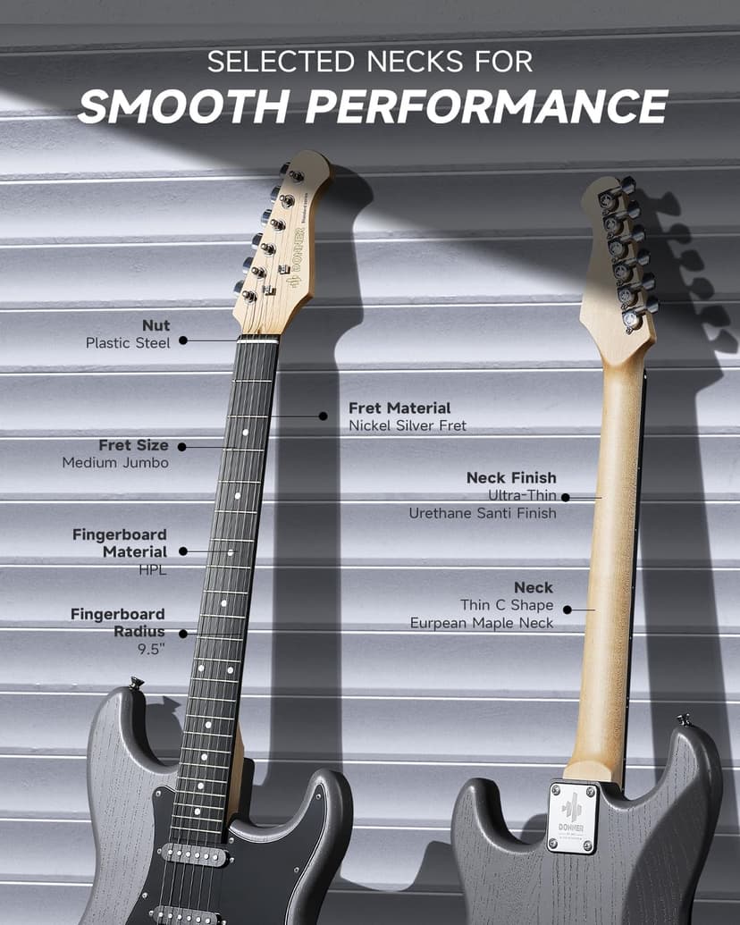 DONNER DST-80 Electric Guitar 39” Beginner Electric Guitar Kit with Amp, Classic SSS Pickup Complete with Gig Bag, Tuner, Capo, Strap, Picks, and Free Online Lessons