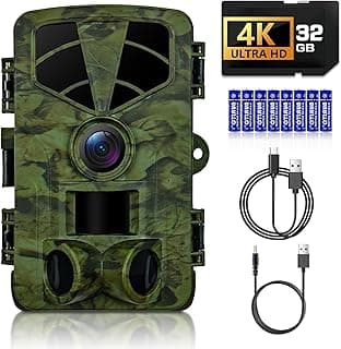Trail Camera 4K, WiFi Game Camera, 120°Wide Angle, Night Vision Cameras, 32GB TF Card, IP66 Waterproof, Deer Scouting or Home Security, 0.2s Trigger Motion Activated for Wildlife