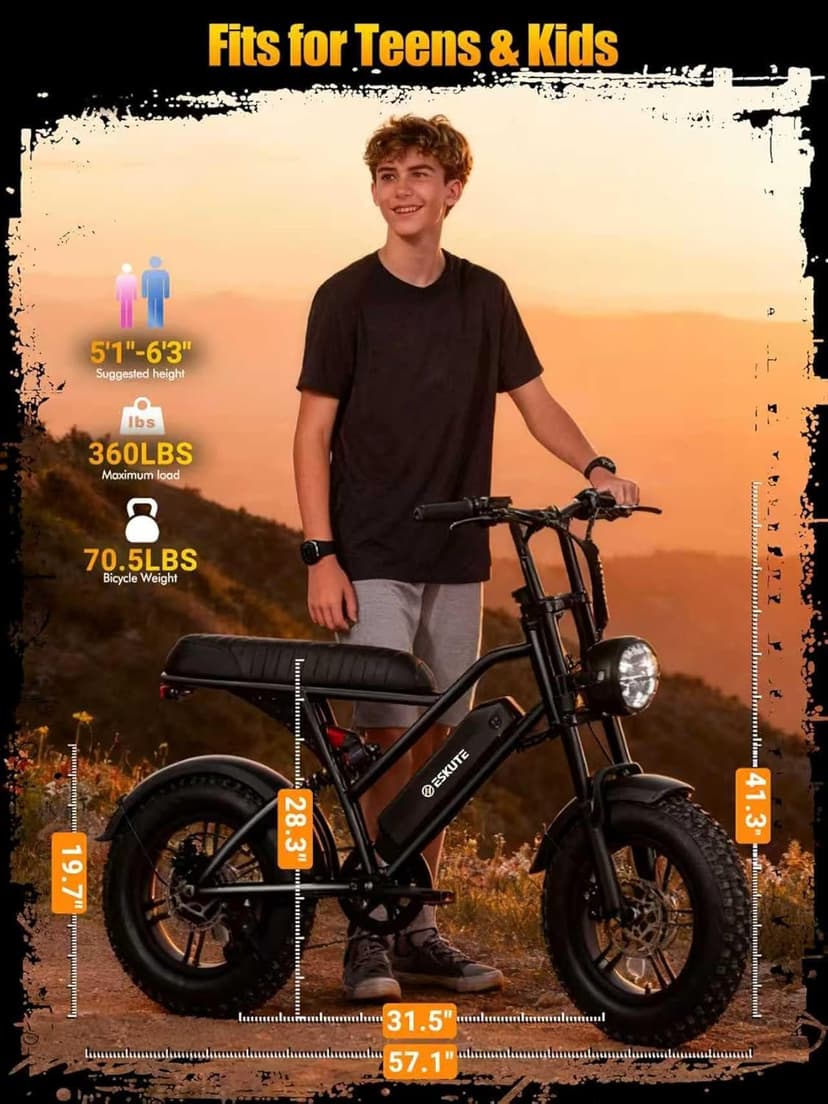 V100/V200 1500W Peak Electric Bike for Adults, 28MPH 48V13&20.8 Ah Removable Battery, 16/20"x4.0" Fat Tire, 7-Speed E-Bike with Dual Suspension – Commuter Ebike for Men & Women