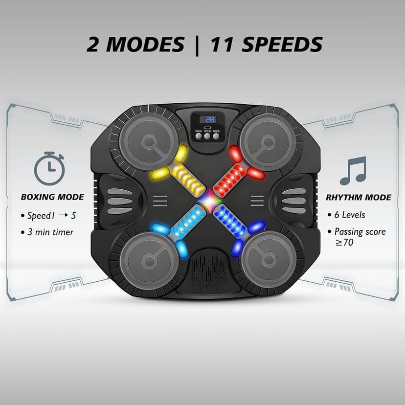 Music Boxing Machine Sport Toys for Kids and Adults,Wall Mounted Bluetooth Smart Punching Target,Training Pad Toy with Boxing Glove,Ideas Toys for Boys Girls Kids 3 4 5 6 7 8 9 10 11 12+ Years Old