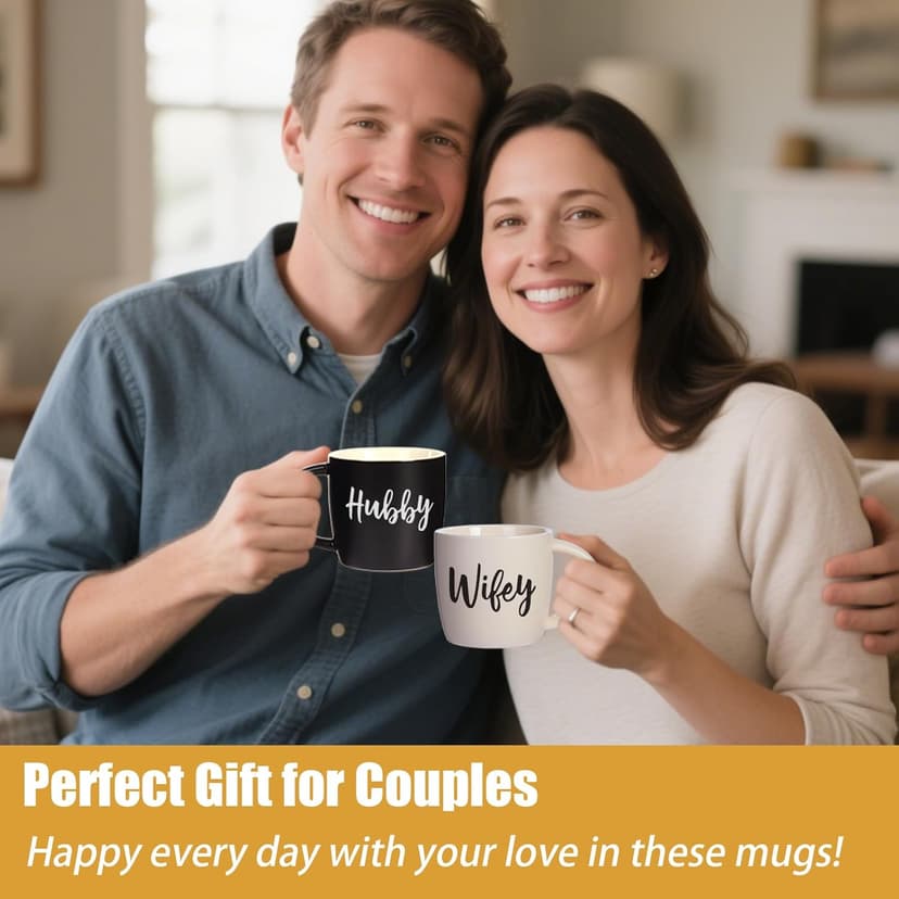 Christmas Gifts for Couples 2025, Wifey Hubby Mugs Set of 2 Coffee Mug, Bridal Shower Gift, Mr and Mrs Coffee Mug, Wedding Couples Gift for Bride Groom, Thanksgiving Gifts