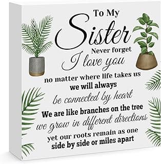 Sisters Gifts from Sister Birthday Gifts for Sister Engraved Wooden Block Sign Desk Table Decor Sign for Sister Christmas Thanksgiving Valentines Day Mothers Day Gift for Sister