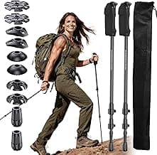 3K Carbon Fiber Trekking Poles - Collapsible, Lightweight Yet Sturdy Hiking Poles with EVA Grip, for Men & Women Hikers